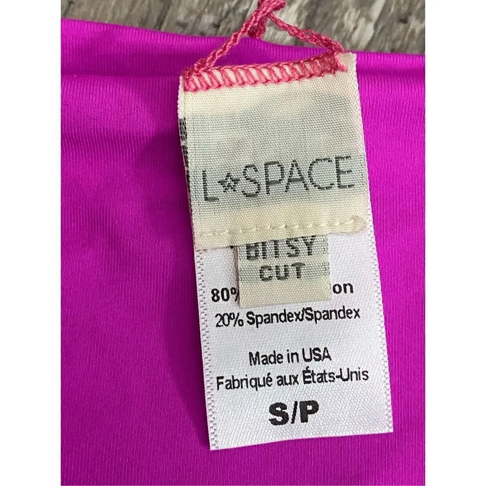 L Space Harrington Bitsy Cut High Waisted Bikini Bottoms Pink Womens Sz Small